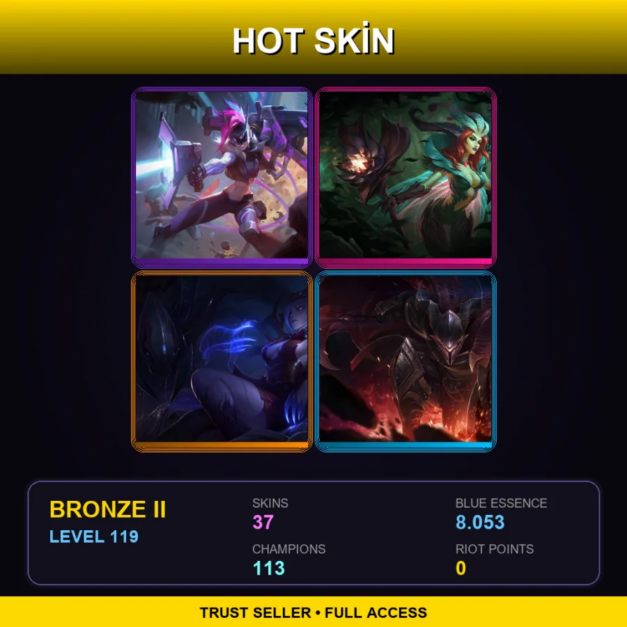 EUW | Lv119 | Bronze II | 37 Skin | 113 Champ — LoL account
