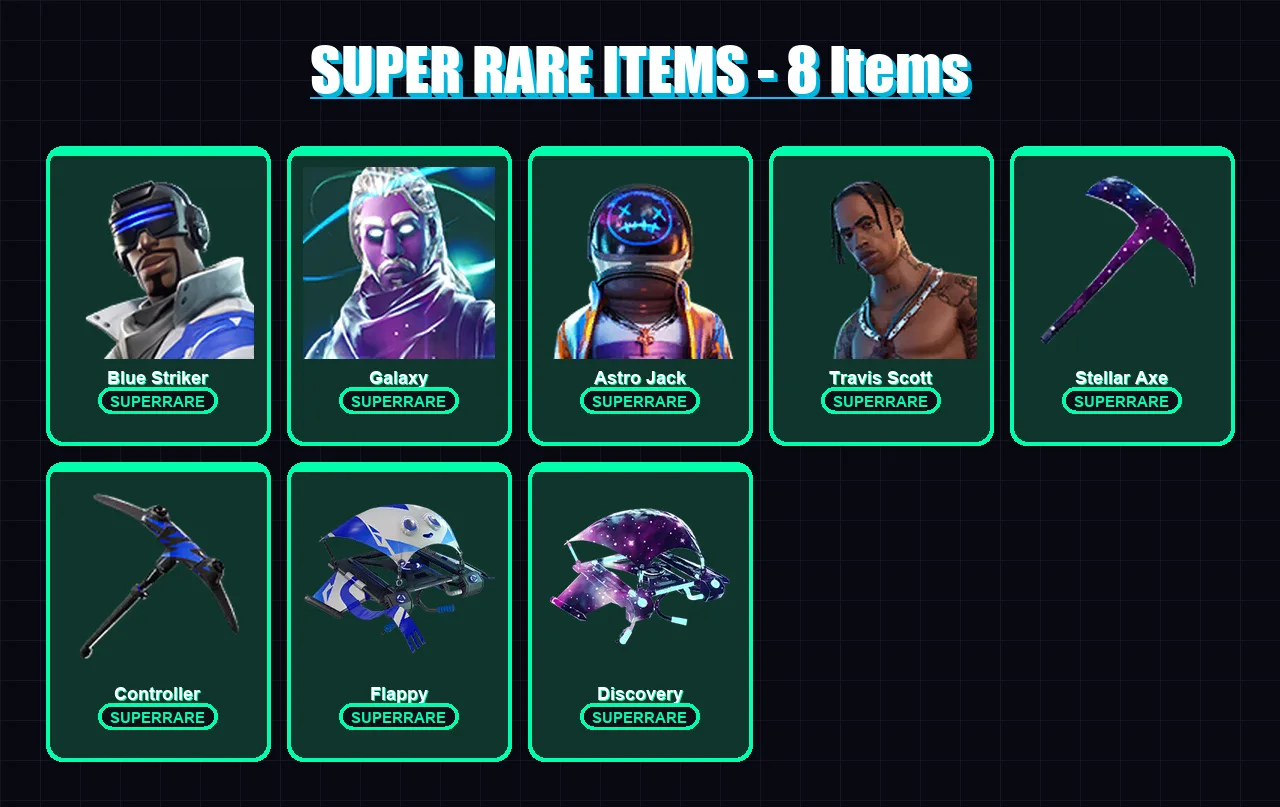 [PC/XBOX] | Blue Striker | Galaxy | Astro Jack | Travis Scott | LISA | 7 skin | 5 pickaxe | 7 emote | 8 glider | Lv113