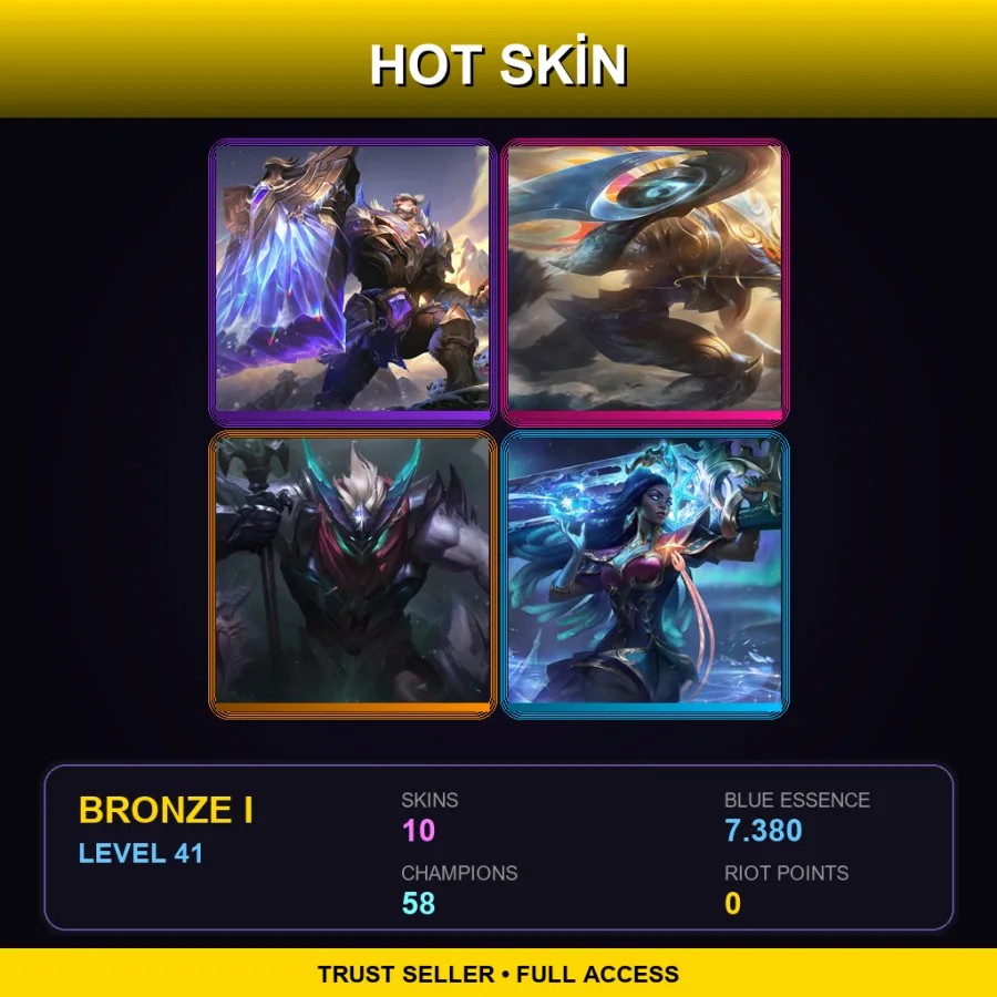 EUW | Lv41 | Bronze I | 10 Skin | 58 Champ