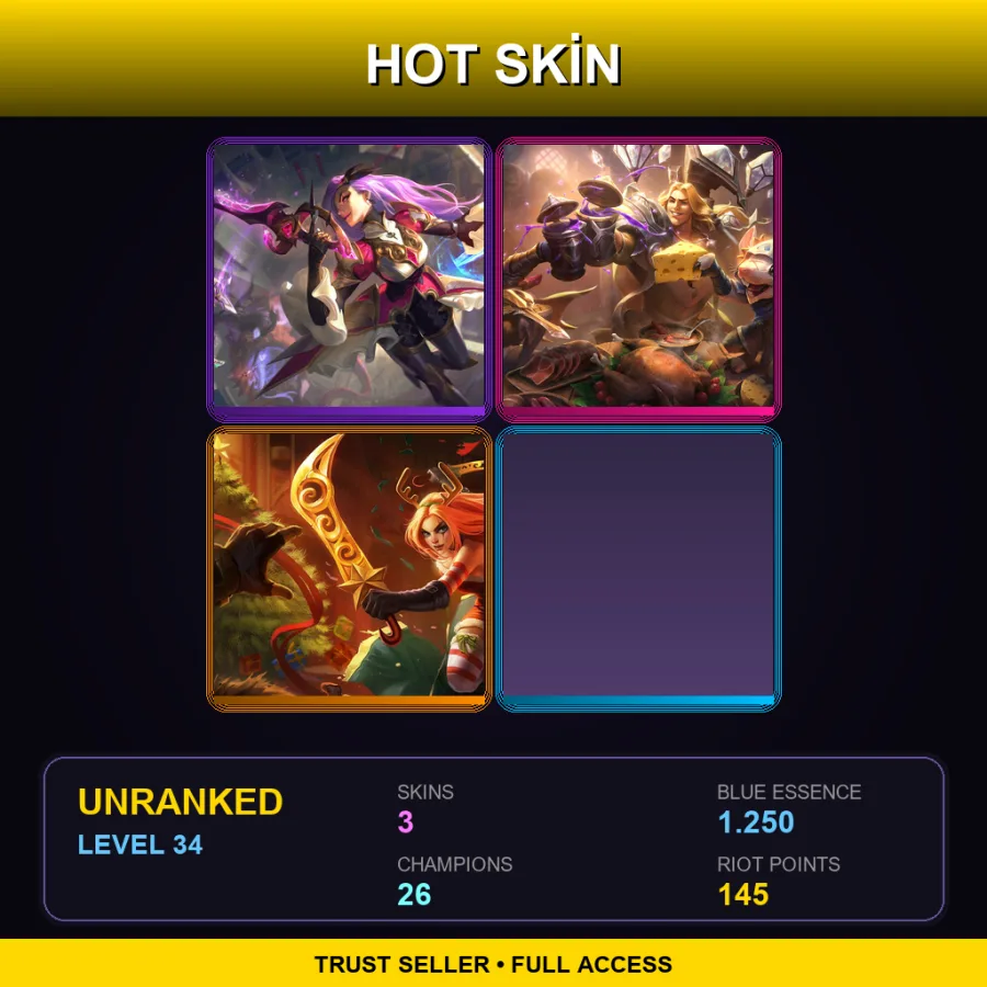 EUNE | Lv34 | Unranked | 3 Skin | 26 Champ — Unranked / Smurf League of Legends