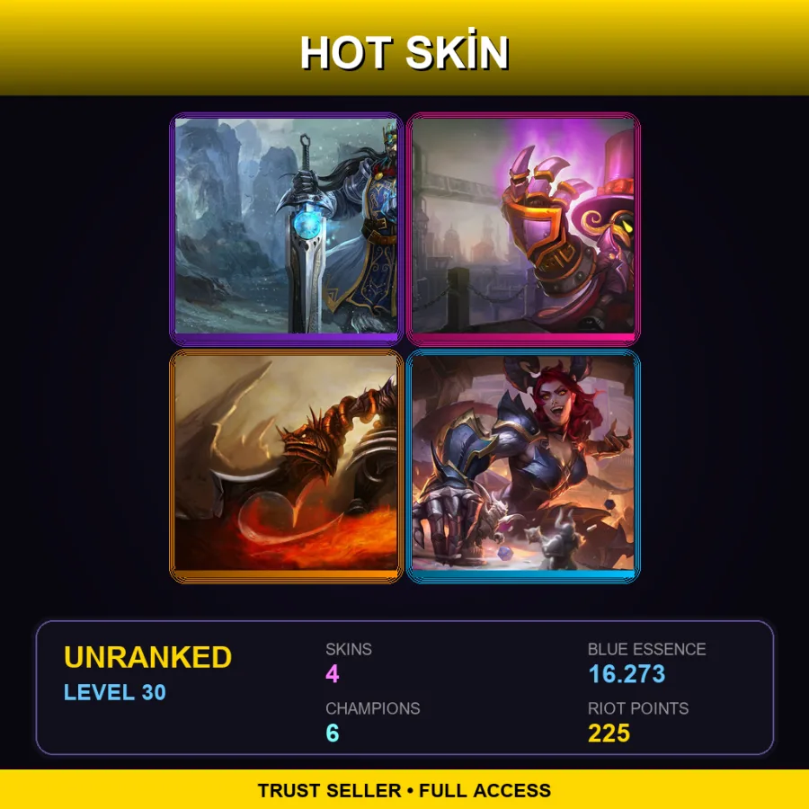NA | Lv30 | Unranked | 4 Skin | 6 Champ