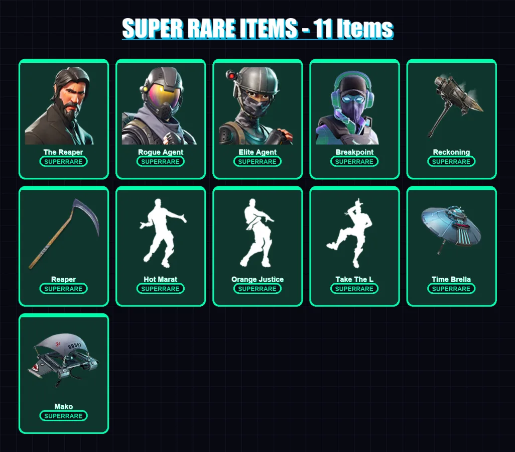 [PC/PSN] | The Reaper | Rogue Agent | Elite Agent | Breakpoint | Ultima Knight | 113 skin | 107 pickaxe | 113 emote | 104 glider | Lv1594