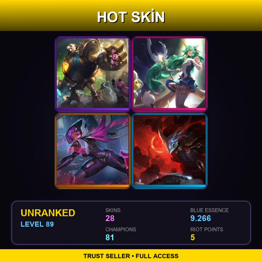 RU | Lv89 | Unranked | 28 Skin | 81 Champ — LoL account
