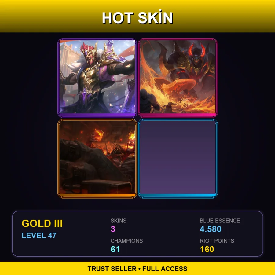 TR | Lv47 | Gold III | 3 Skin | 61 Champ — LoL account