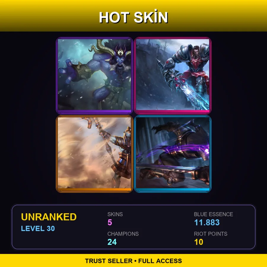 NA | Lv30 | Unranked | 5 Skin | 24 Champ — LoL account