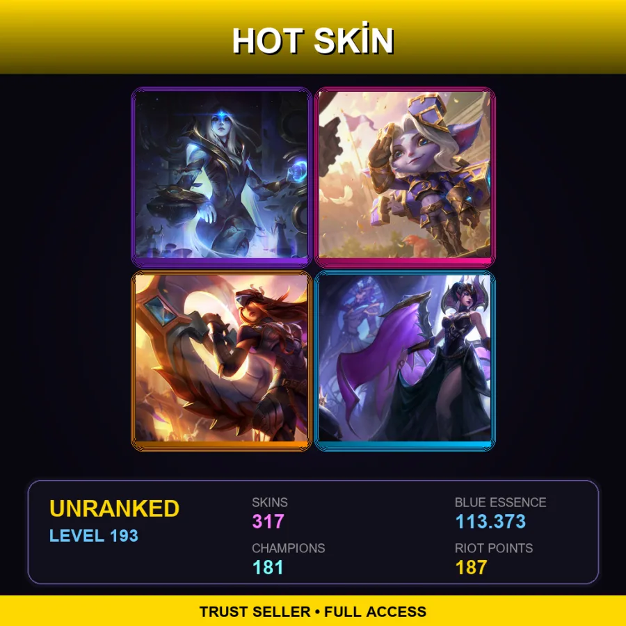 EUW | Lv193 | Unranked | 317 Skin | 181 Champ