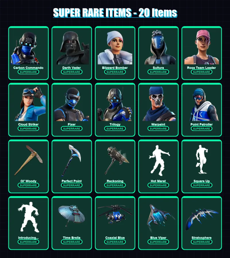 [PC/XBOX] | Carbon Commando | Darth Vader | Blizzard Bomber | Sultura | Rose Team Leader | 249 skin | 233 pickaxe | 183 emote | 205 glider | Lv2445 — Fortnite account