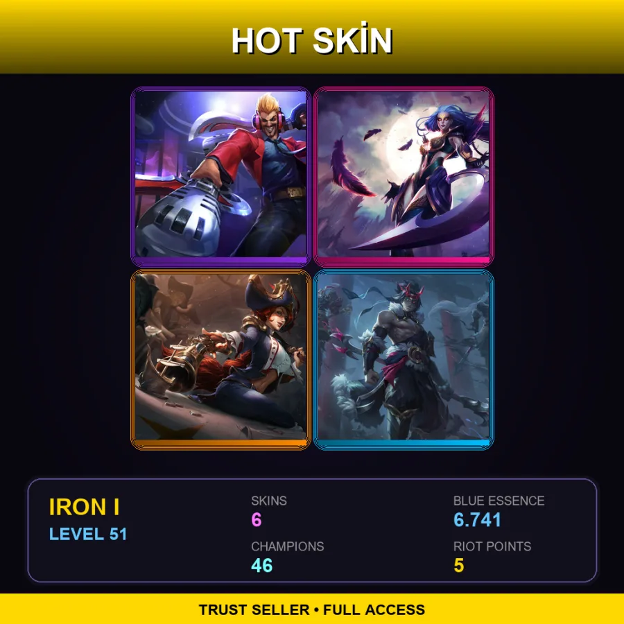 BR | Lv51 | Iron I | 6 Skin | 46 Champ — LoL account