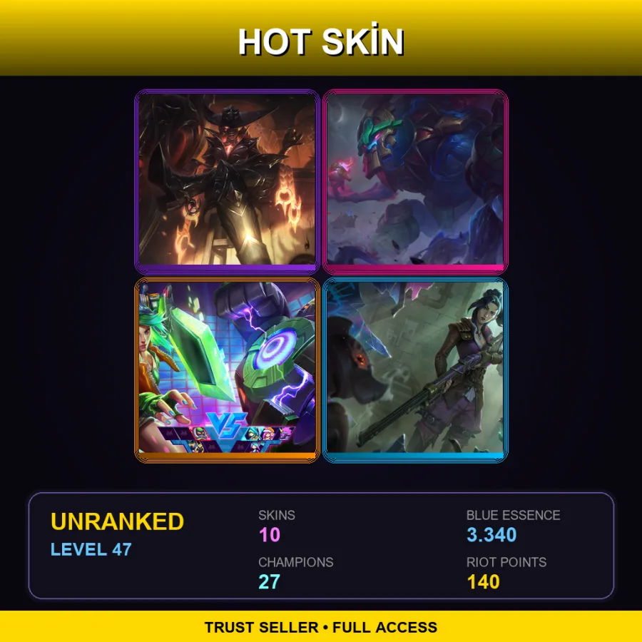 OCE | Lv47 | Unranked | 10 Skin | 27 Champ