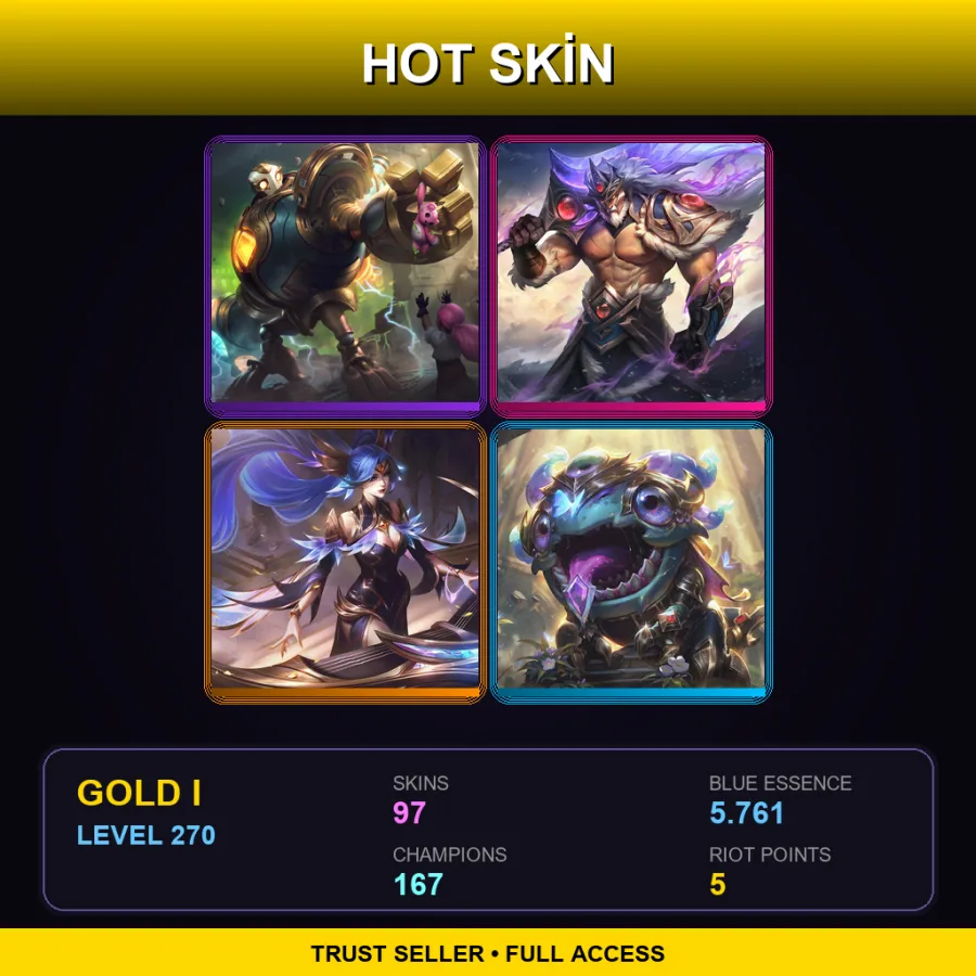 VN | Lv270 | Gold I | 97 Skin | 167 Champ