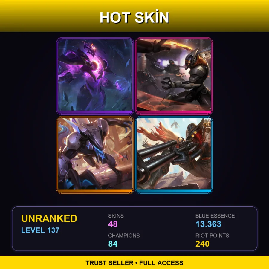 EUW | Lv137 | Unranked | 48 Skin | 84 Champ