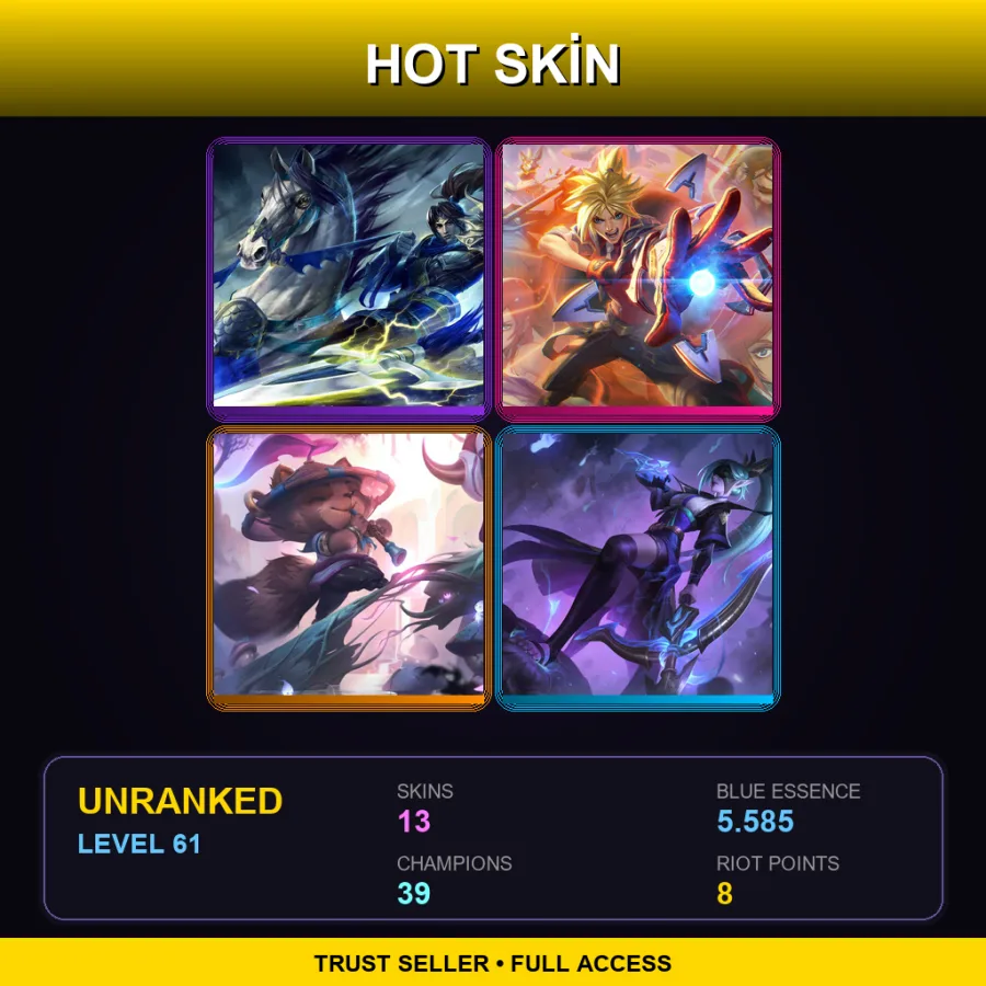 LAS | Lv61 | Unranked | 13 Skin | 39 Champ — LoL account