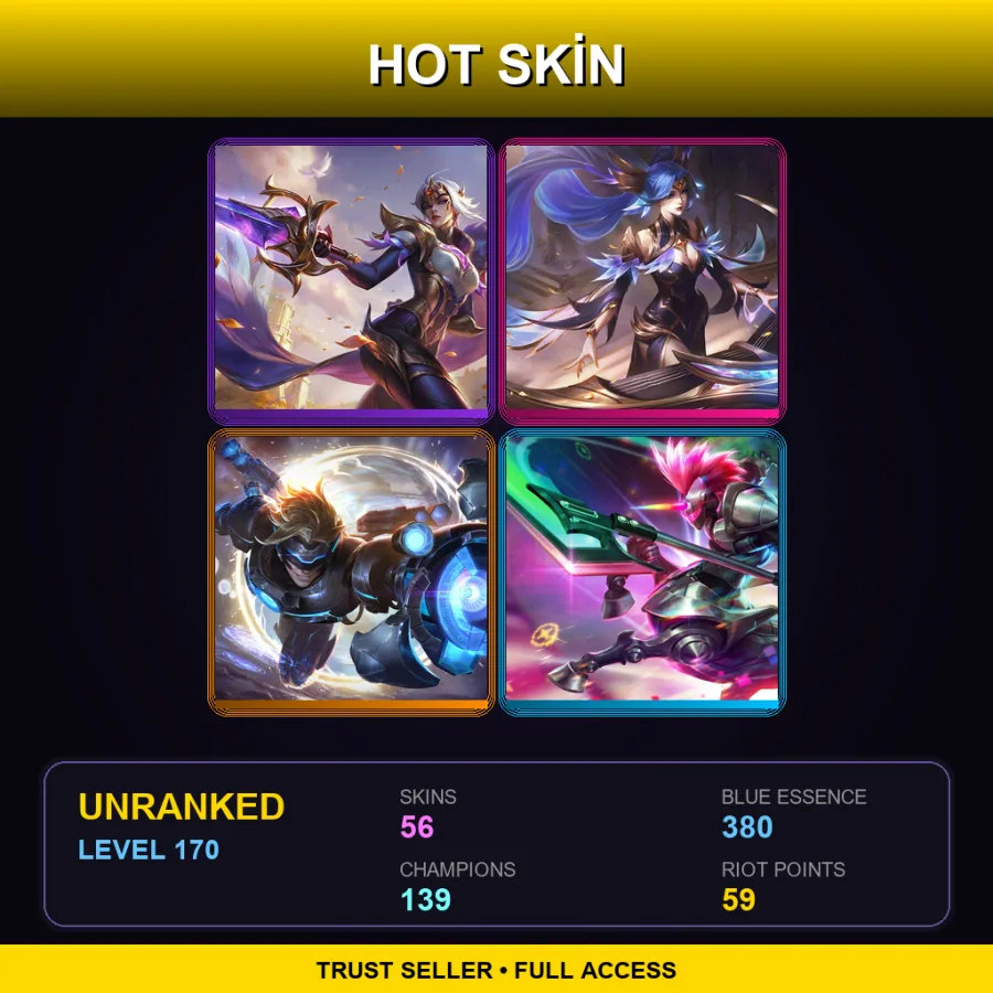 EUW | Victorious Fiora | Victorious Sona | Pulsefire Ezreal | Arcade Hecarim | 56 Skin | 139 Champ | Lv170