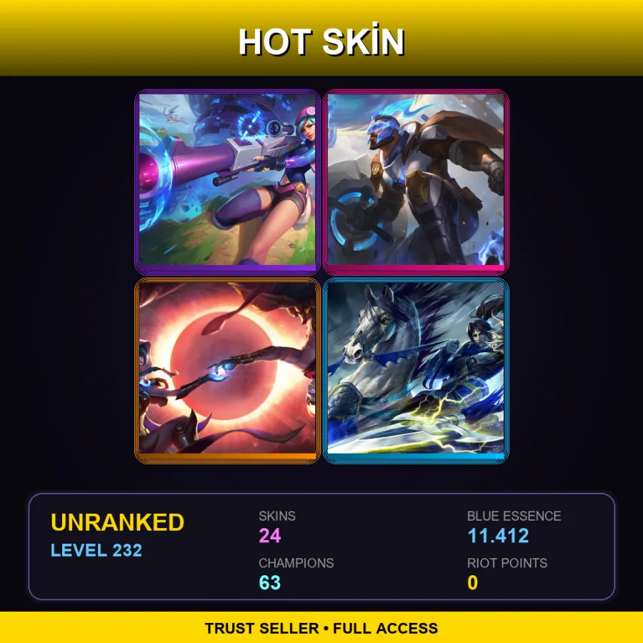 LAS | Lv232 | Unranked | 24 Skin | 63 Champ — LoL account