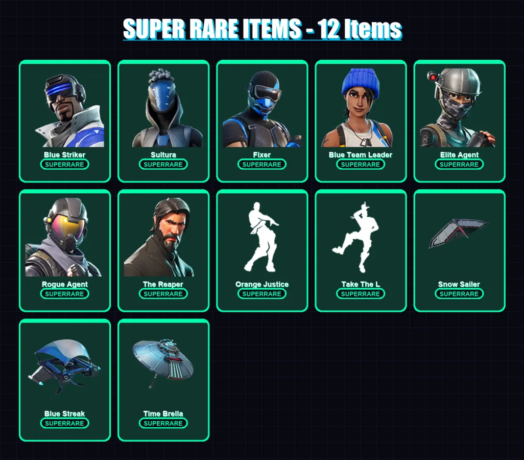 [PS4/PS5/XBOX/PC] | Blue Striker | Sultura | Fixer | Blue Team Leader | Elite Agent | 117 skin | 128 pickaxe | 104 emote | 109 glider | Lv1610