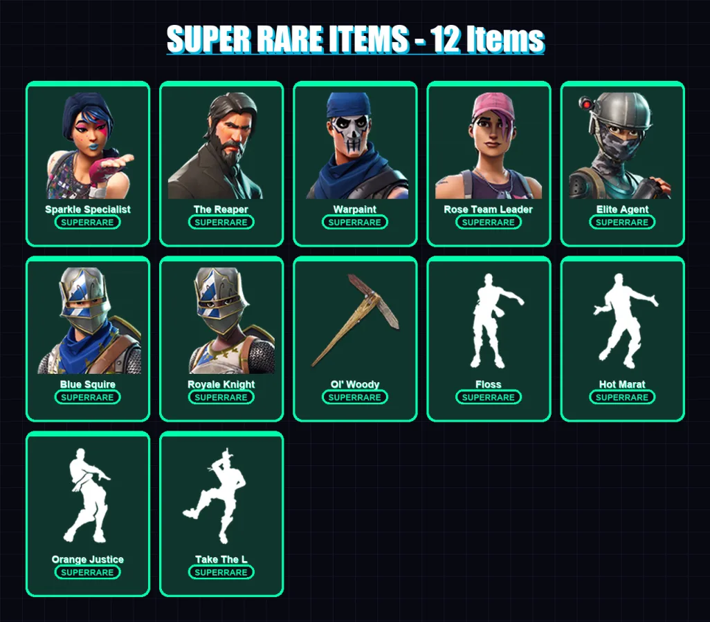 [PC/XBOX/PSN] | Sparkle Specialist | The Reaper | Omega | Warpaint | Rose Team Leader | 35 skin | 36 pickaxe | 61 emote | 44 glider | Lv641