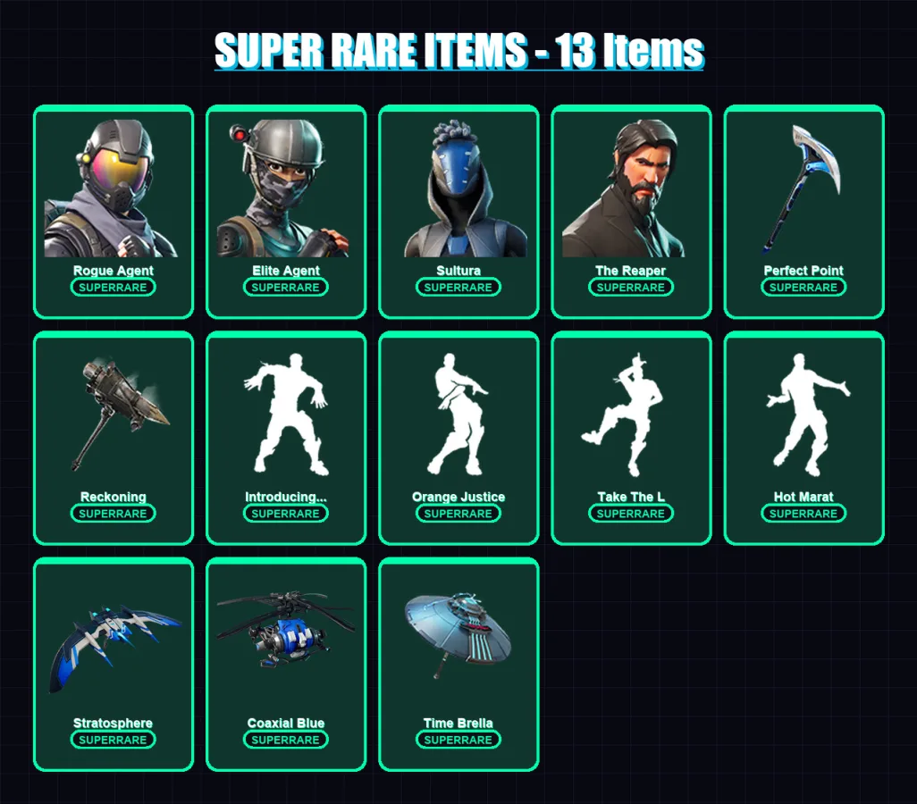 [PS4/PS5/XBOX/PC] | Rogue Agent | Elite Agent | Sultura | The Reaper | Rox | 101 skin | 97 pickaxe | 95 emote | 100 glider | Lv1282 — Fortnite account