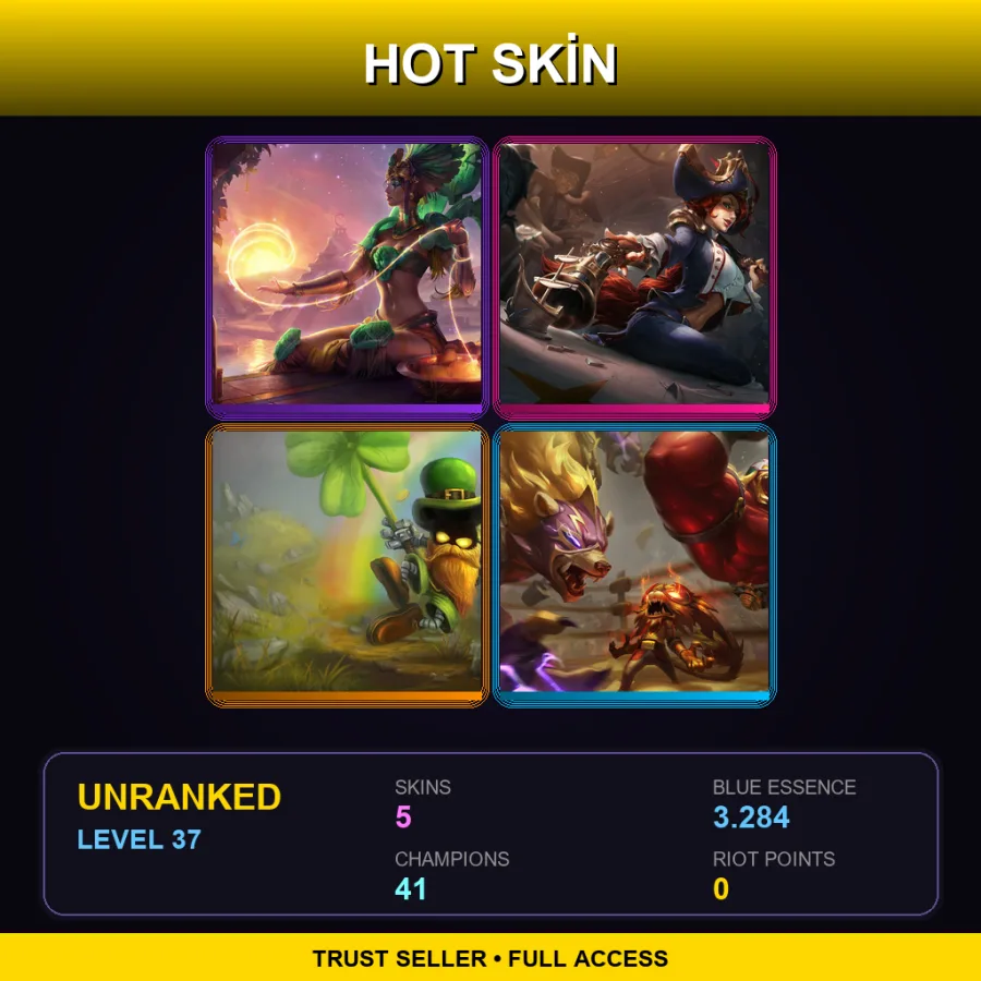 TR | Lv37 | Unranked | 5 Skin | 41 Champ — LoL account