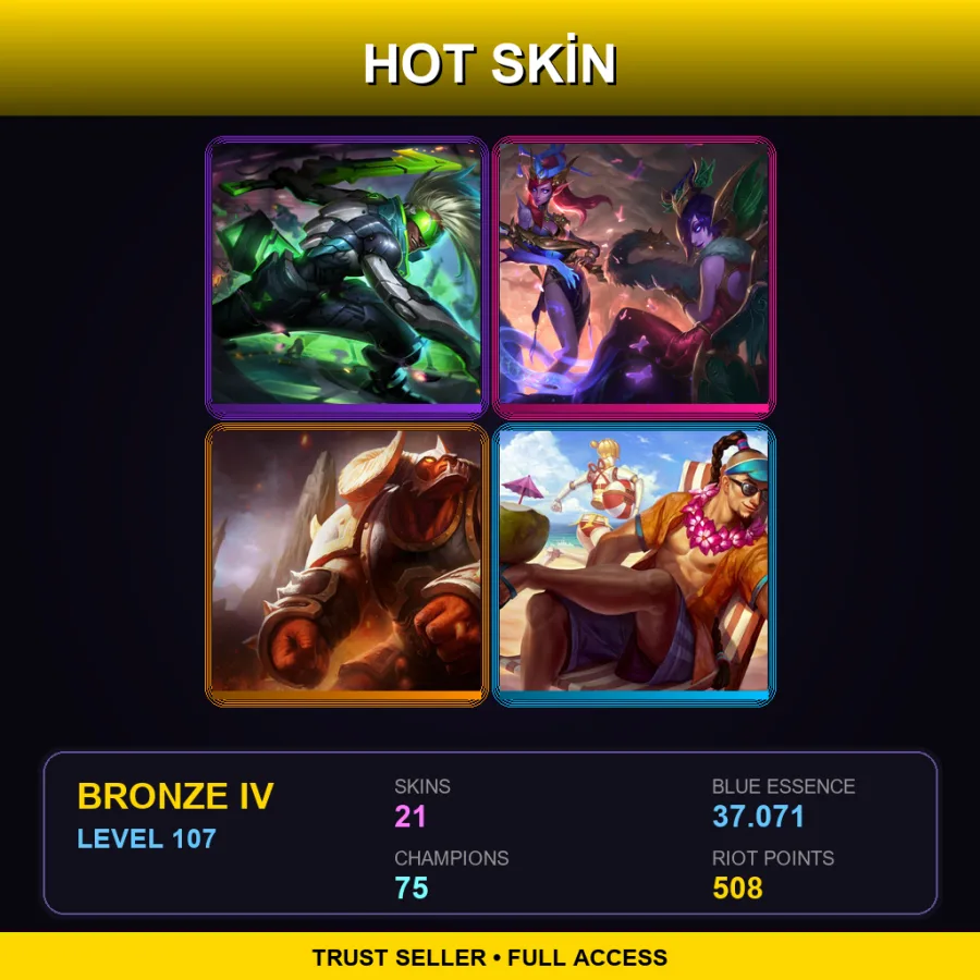TR | Lv107 | Bronze IV | 21 Skin | 75 Champ — LoL account