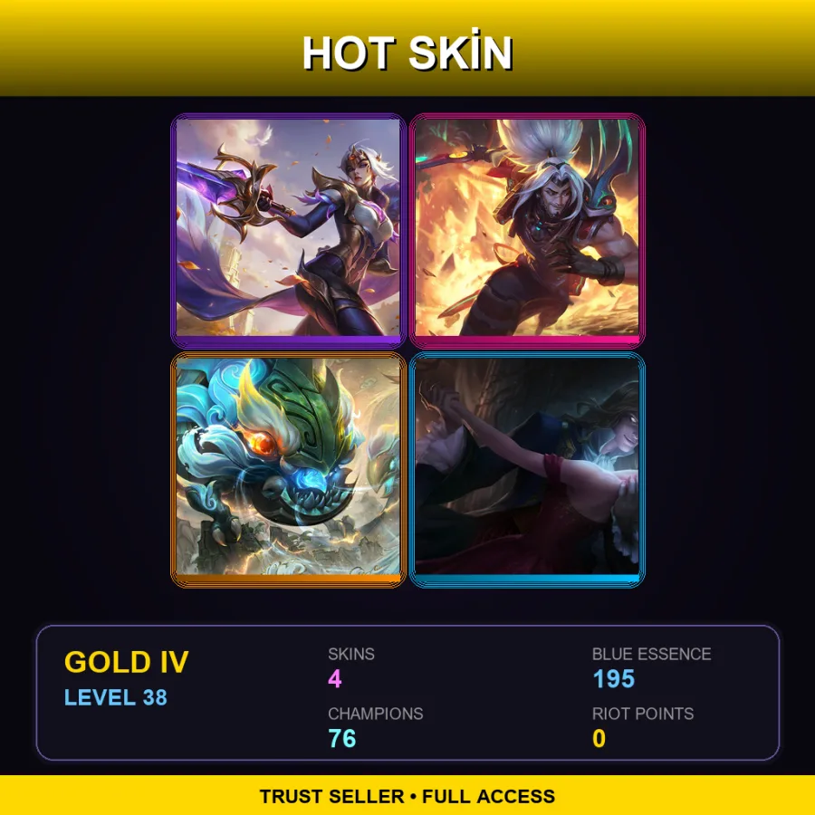 EUW | Lv38 | Gold IV | 4 Skin | 76 Champ