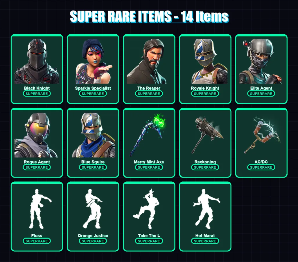 [PC/XBOX/PSN] | Black Knight | Sparkle Specialist | The Reaper | Royale Knight | Elite Agent | 66 skin | 55 pickaxe | 70 emote | 58 glider | Lv1025