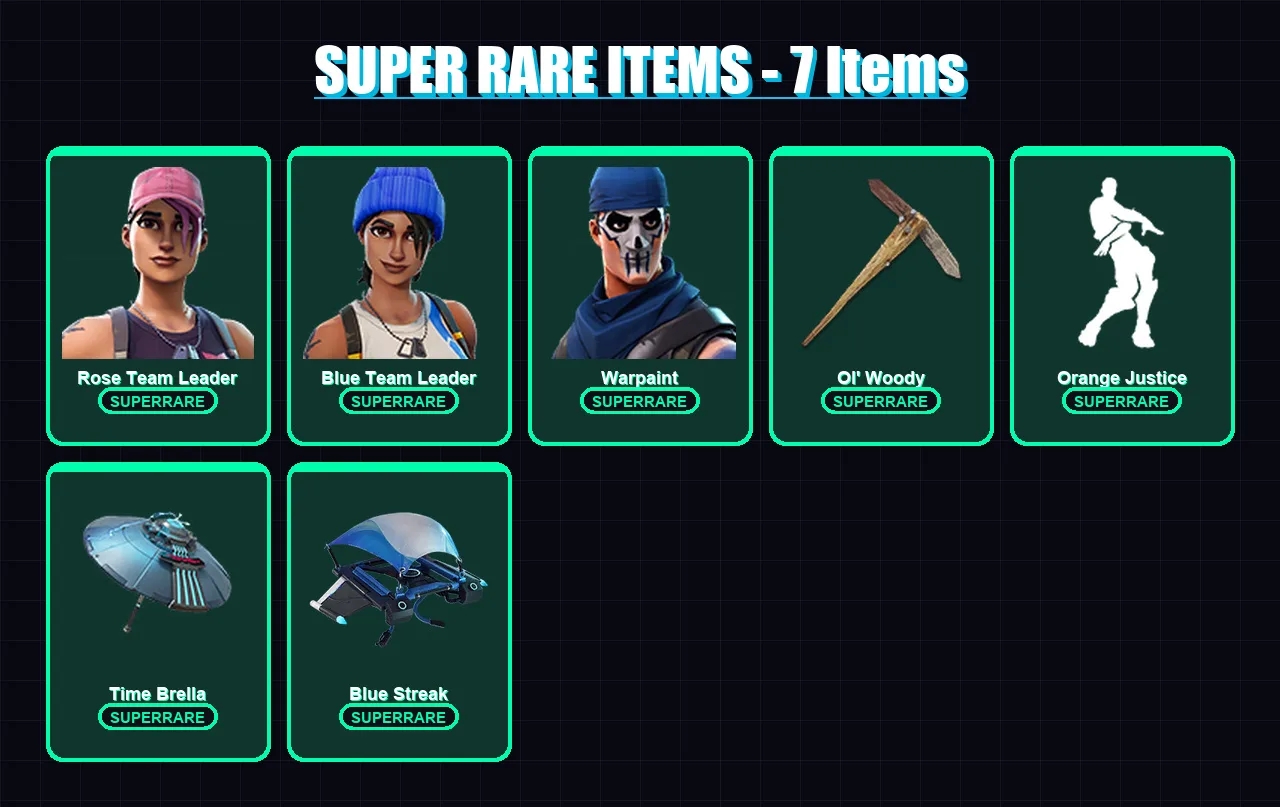[PC/XBOX] | Rose Team Leader | Blue Team Leader | Warpaint | Drift | Era | 28 skin | 43 pickaxe | 24 emote | 39 glider | Lv533