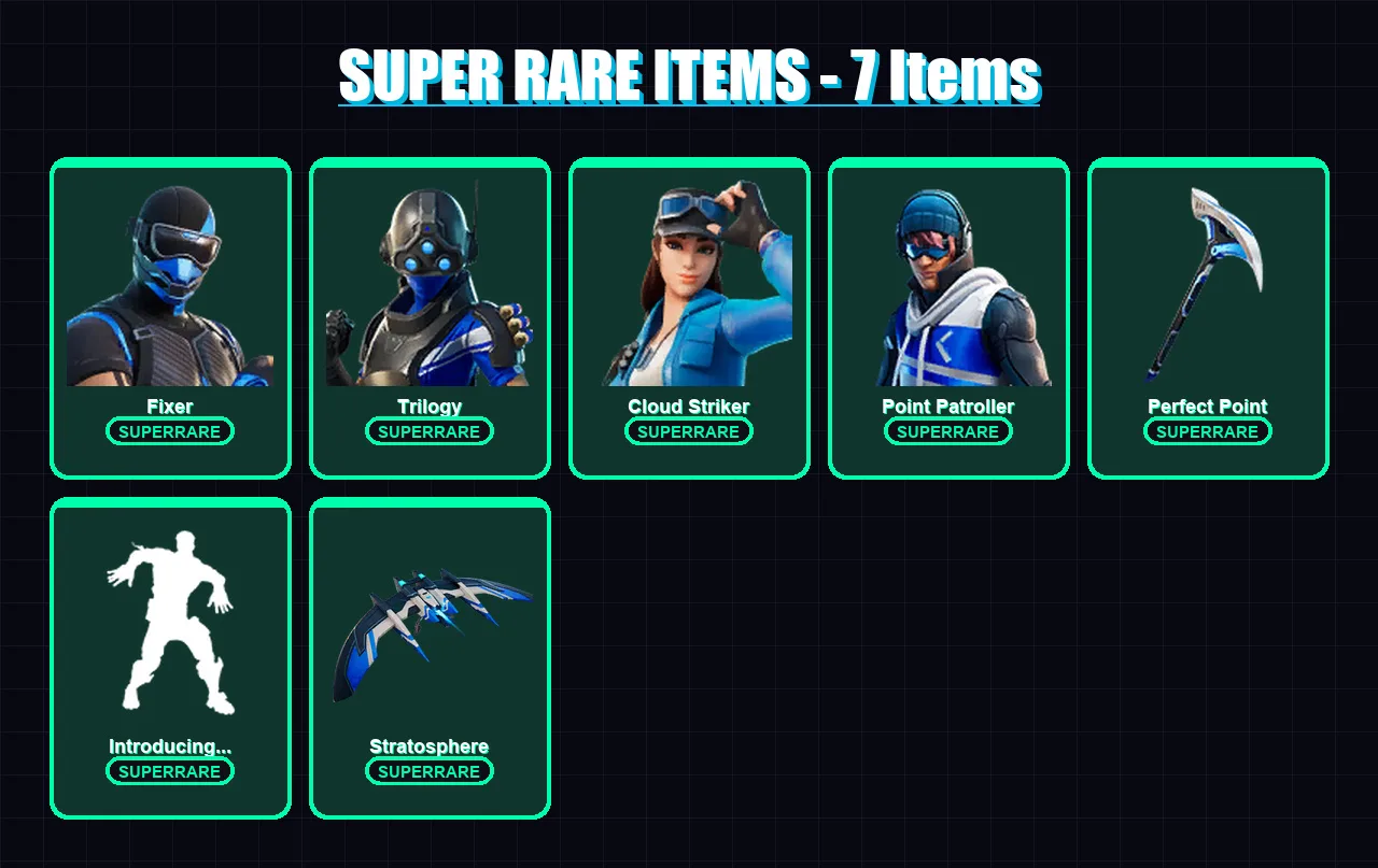[PC/XBOX] | Fixer | Trilogy | Cloud Striker | Point Patroller | Lt. Evergreen | 11 skin | 33 pickaxe | 31 emote | 24 glider | Lv320
