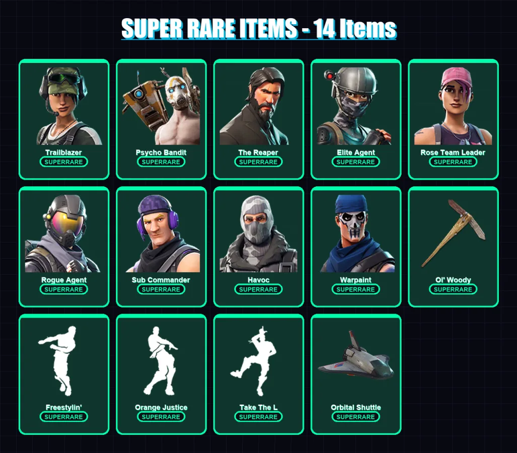 [PC/PSN] | Trailblazer | Psycho Bandit | The Reaper | Elite Agent | Rose Team Leader | 126 skin | 95 pickaxe | 66 emote | 50 glider | Lv417