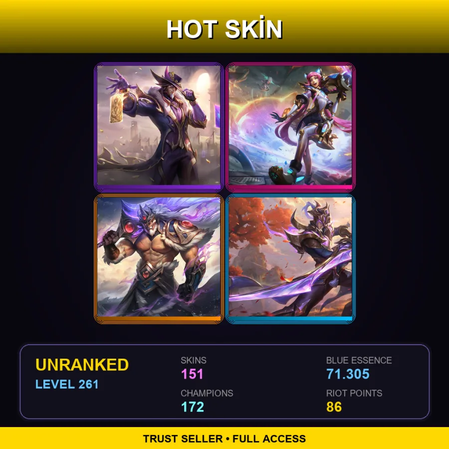 LAS | Lv261 | Unranked | 151 Skin | 172 Champ — Hextech Singed