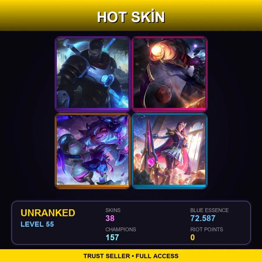 VN | Lv55 | Unranked | 38 Skin | 157 Champ