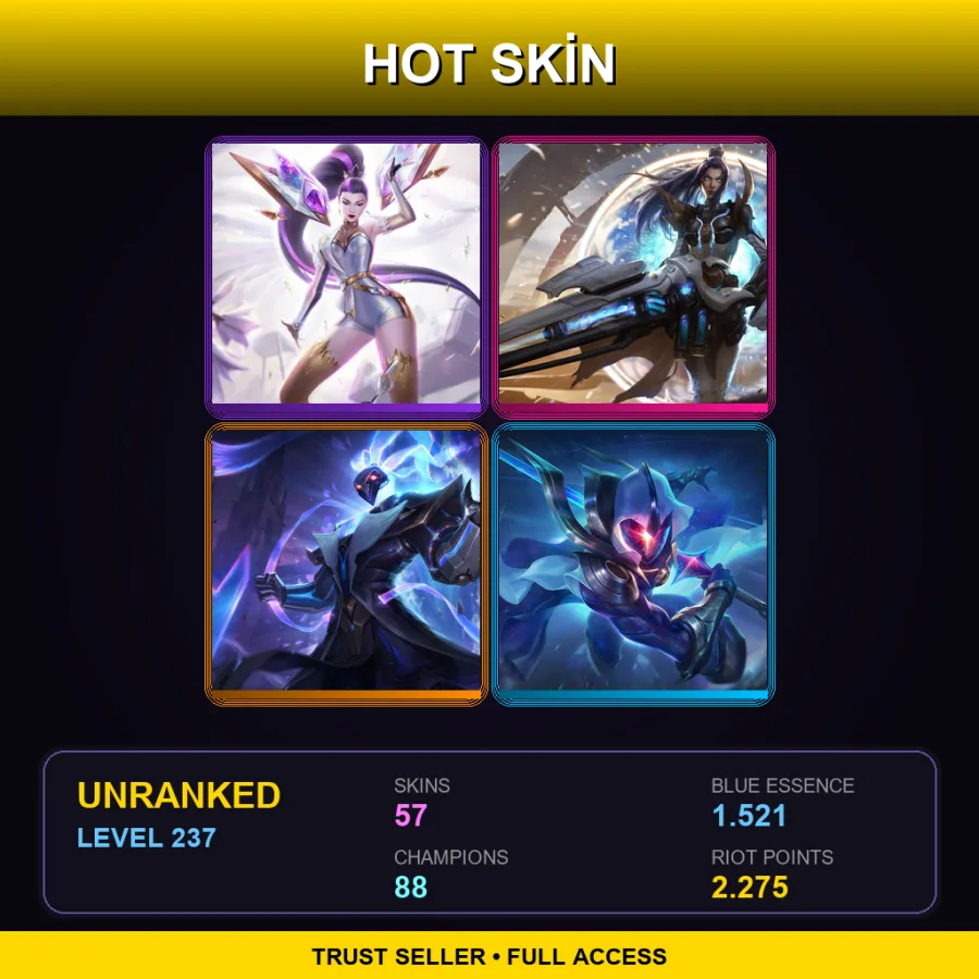 TR | Lv237 | Unranked | 57 Skin | 88 Champ