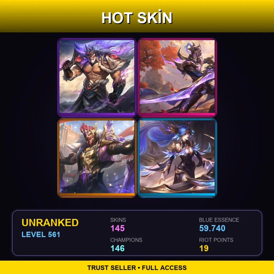 VN | Lv561 | Unranked | 145 Skin | 146 Champ