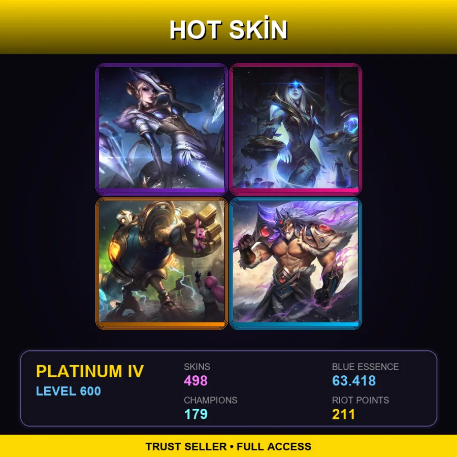 NA | Lv600 | Platinum IV | 498 Skin | 179 Champ