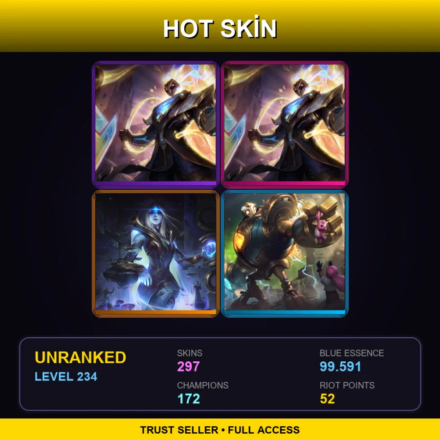 EUW | Lv234 | Unranked | 297 Skin | 172 Champ — Unranked / Smurf League of Legends