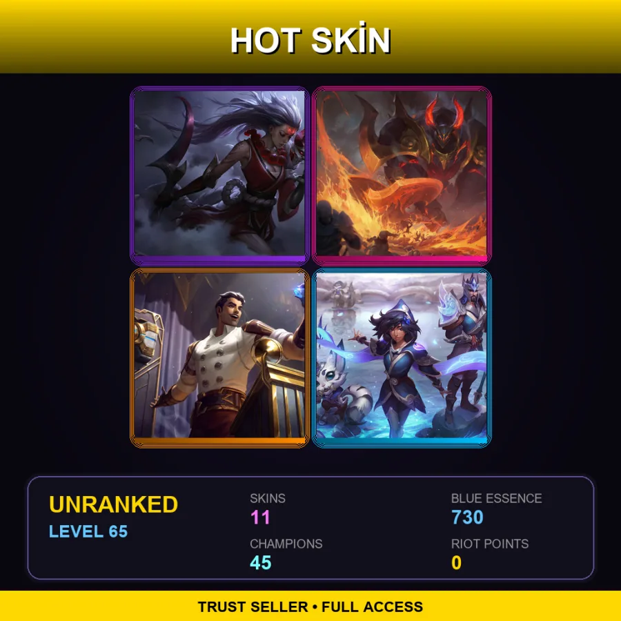 TR | Lv65 | Unranked | 11 Skin | 45 Champ