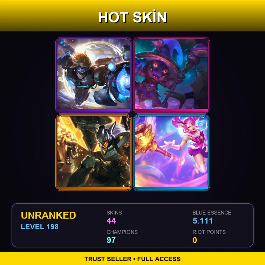 LAN | Lv198 | Unranked | 44 Skin | 97 Champ