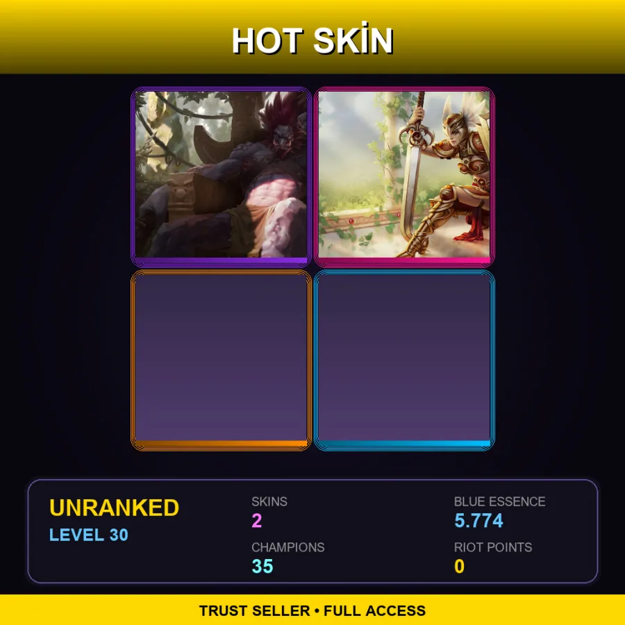 EUW | Lv30 | Unranked | 2 Skin | 35 Champ