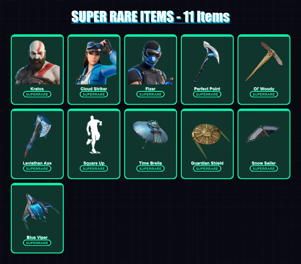 [PC/XBOX] | Kratos | Cloud Striker | Fixer | Son Goku | Snap | 75 skin | 94 pickaxe | 80 emote | 89 glider | Lv1130