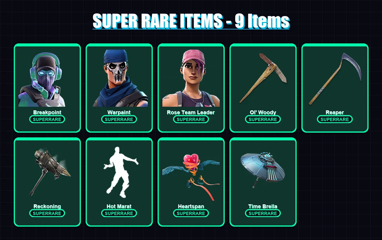 [PC/XBOX/PSN] | Breakpoint | Warpaint | Rose Team Leader | Valeria | Mizuki | 249 skin | 235 pickaxe | 177 emote | 176 glider | Lv1964