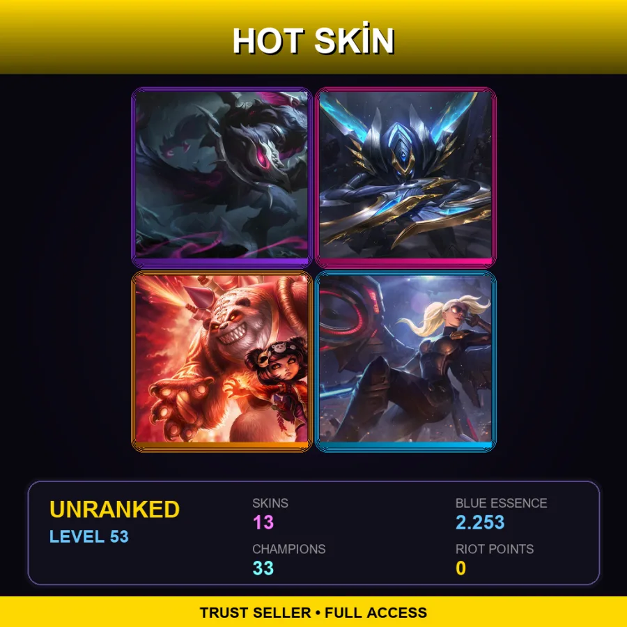 LAN | Lv53 | Unranked | 13 Skin | 33 Champ