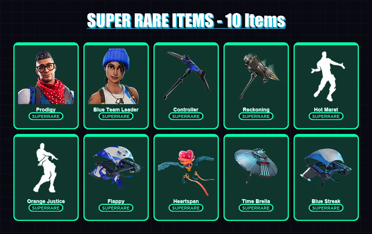 [PC/XBOX] | Prodigy | Blue Team Leader | Ultima Knight | Drift | Blackheart | 51 skin | 62 pickaxe | 72 emote | 73 glider | Lv965