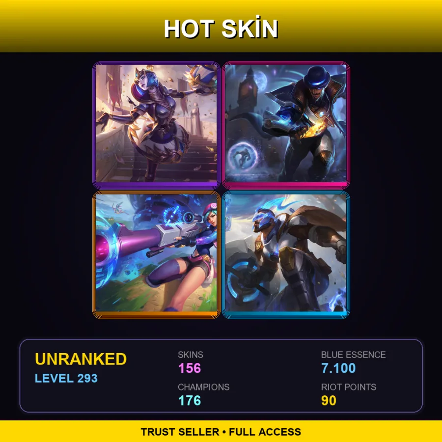 TR | Lv293 | Unranked | 156 Skin | 176 Champ