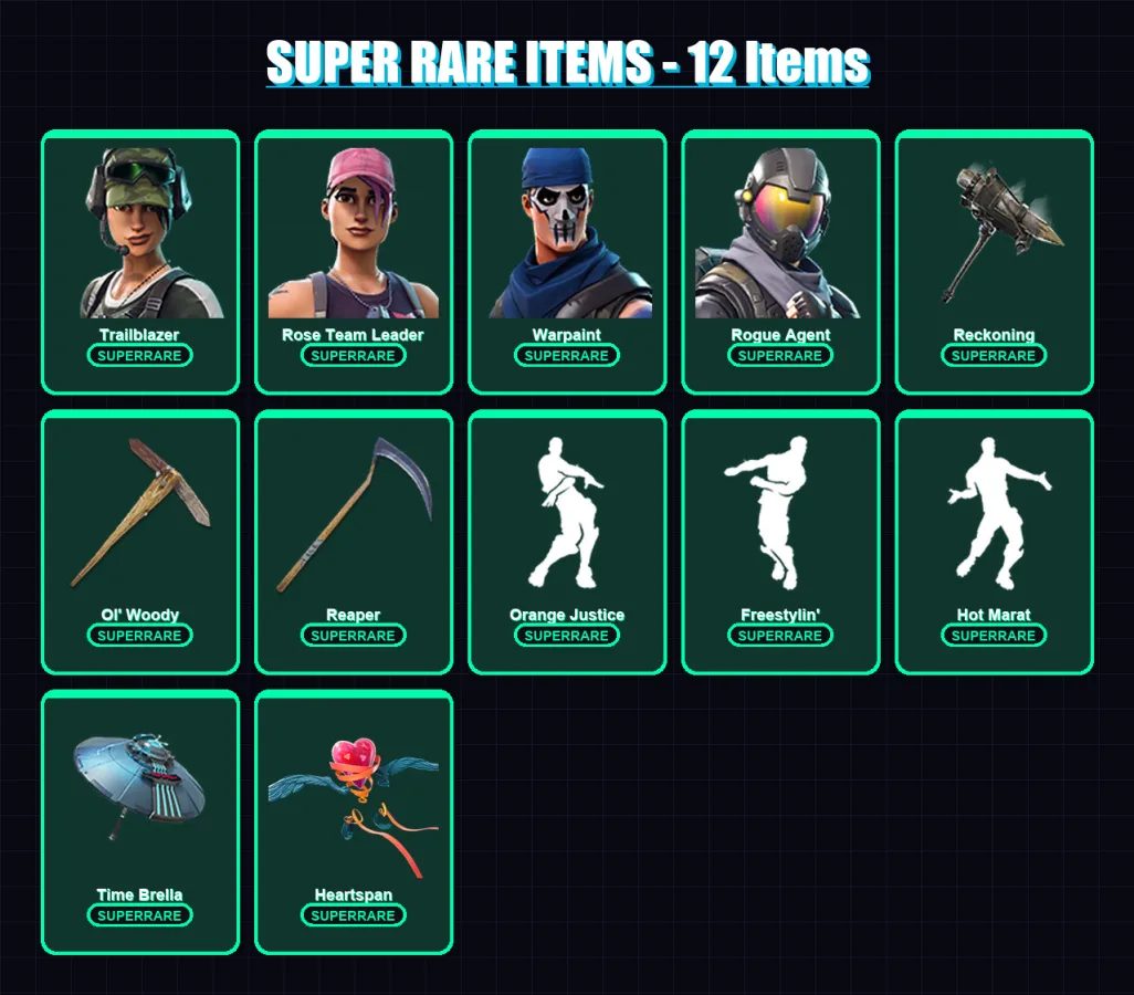 [PC/XBOX/PSN] | Trailblazer | Rose Team Leader | Warpaint | Rogue Agent | Deadpool | 126 skin | 96 pickaxe | 108 emote | 97 glider | Lv1445