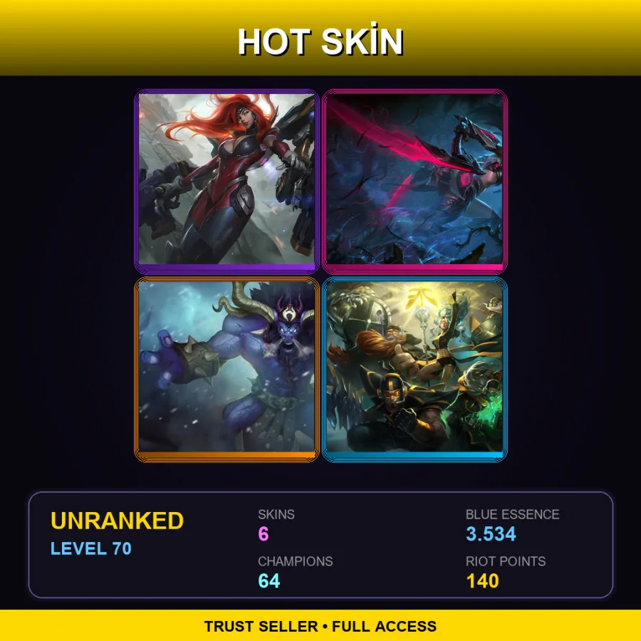 EUNE | Lv70 | Unranked | 6 Skin | 64 Champ