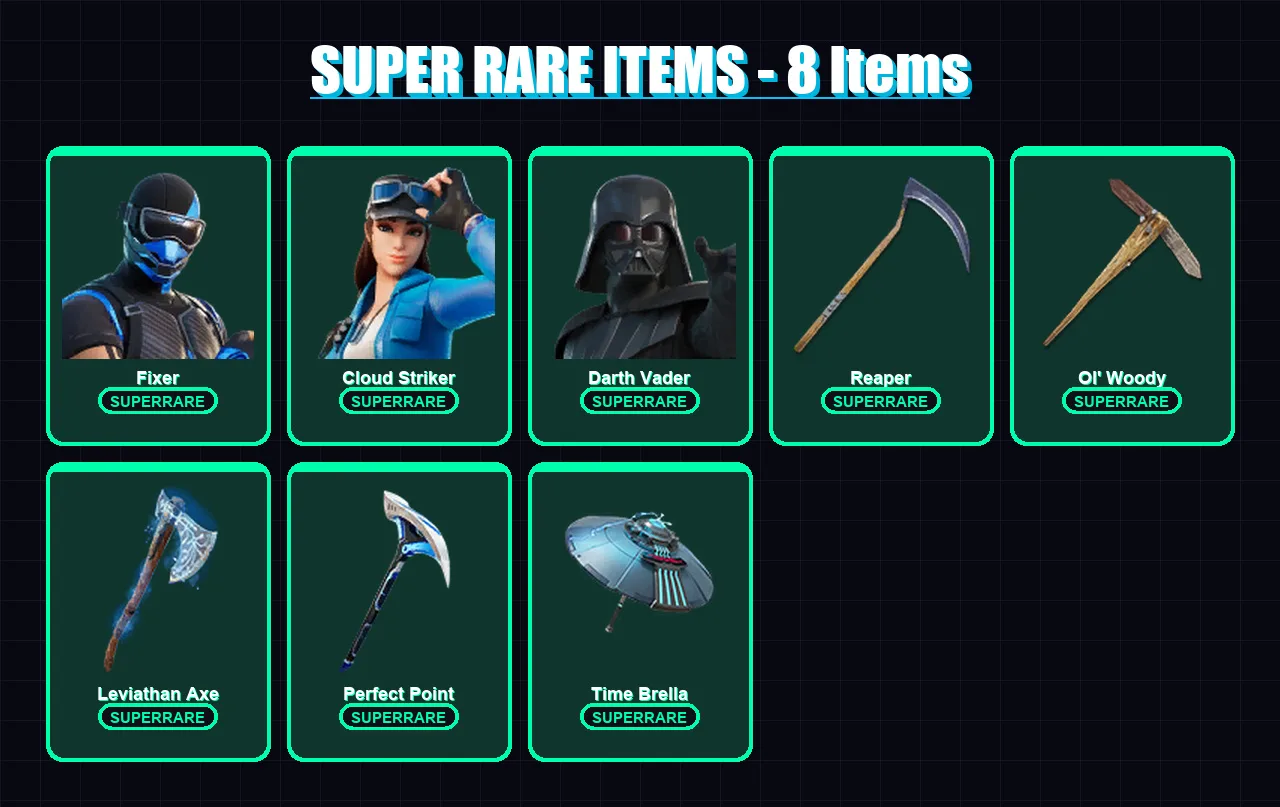 [PS4/PS5/XBOX/PC] | Fixer | Cloud Striker | Darth Vader | Menace | Crackshot | 114 skin | 151 pickaxe | 113 emote | 113 glider | Lv1902