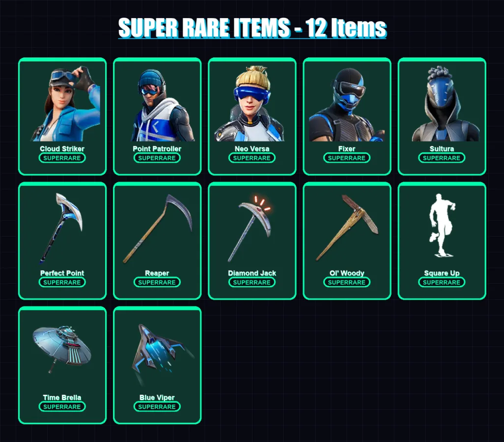 [PC/XBOX] | Cloud Striker | Point Patroller | Neo Versa | Fixer | Sultura | 157 skin | 170 pickaxe | 141 emote | 141 glider | Lv2200 — Fortnite account