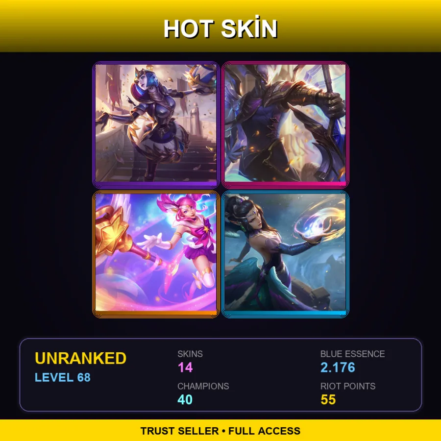 EUNE | Lv68 | Unranked | 14 Skin | 40 Champ — LoL account