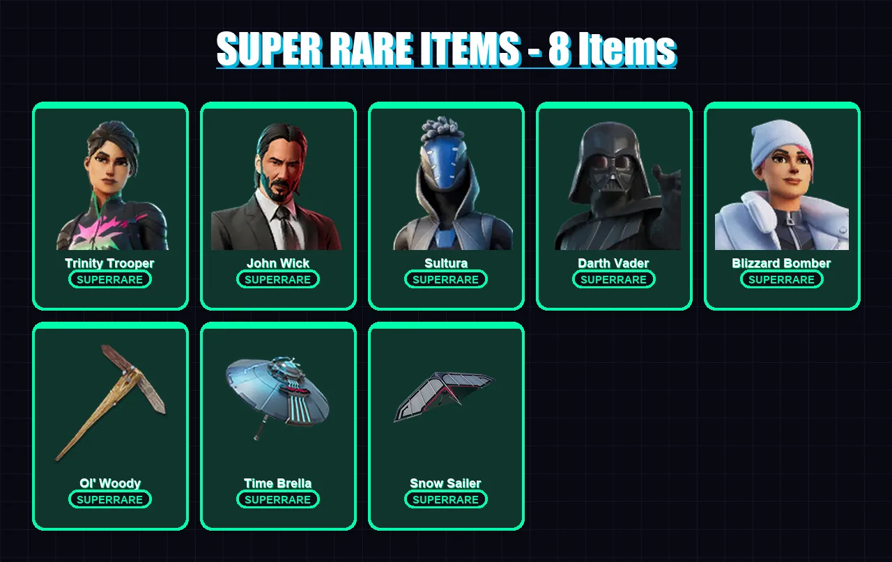 [PS4/PS5/XBOX/PC] | Trinity Trooper | John Wick | Sultura | Darth Vader | Blizzard Bomber | 379 skin | 437 pickaxe | 297 emote | 245 glider | Lv4419