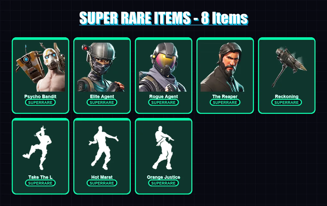 [PS4/PS5/XBOX/PC] | Psycho Bandit | Elite Agent | Rogue Agent | The Reaper | Dire | 61 skin | 44 pickaxe | 55 emote | 48 glider | Lv734