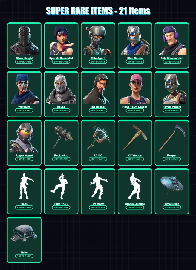 [PC/PSN] | Black Knight | Sparkle Specialist | Elite Agent | Blue Squire | Sub Commander | 145 skin | 104 pickaxe | 83 emote | 82 glider | Lv1150
